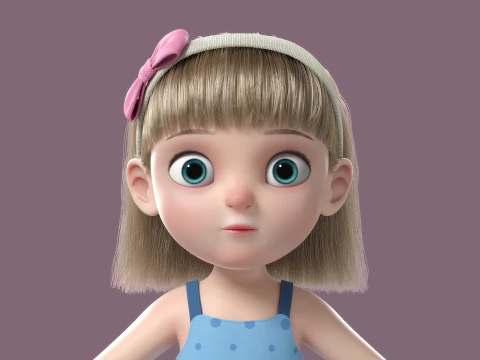Cartoon Girl Rigged 3D Model