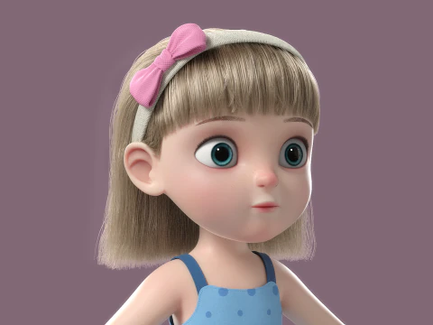 Cartoon Girl Rigged 3D Model