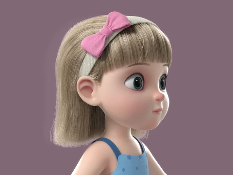 Cartoon Girl Rigged 3D Model