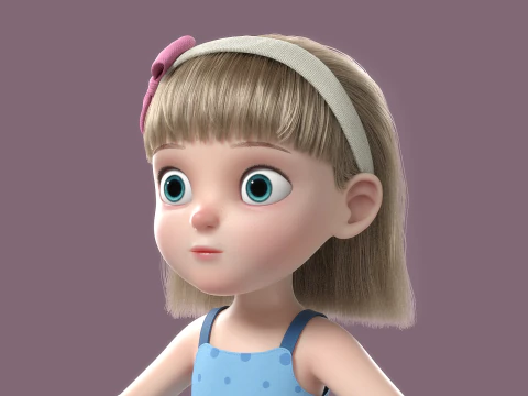 Cartoon Girl Rigged 3D Model