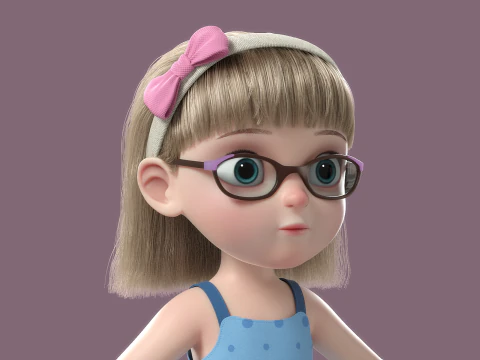Cartoon Girl Rigged 3D Model