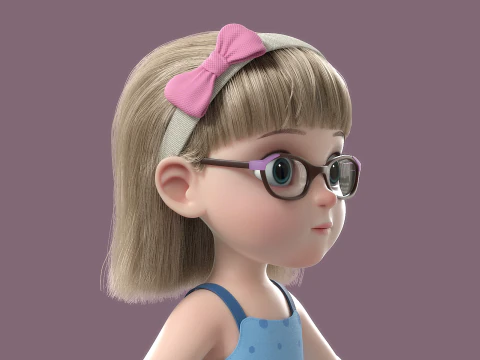 Cartoon Girl Rigged 3D Model