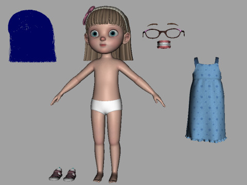 Cartoon Girl Rigged Modelo 3D
