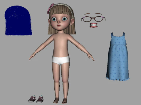 Cartoon Girl Rigged 3D Model