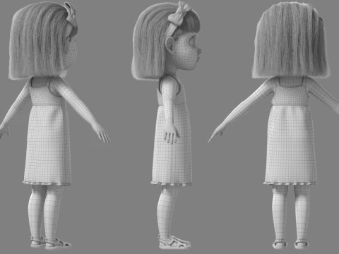 Cartoon Girl Rigged 3D Model