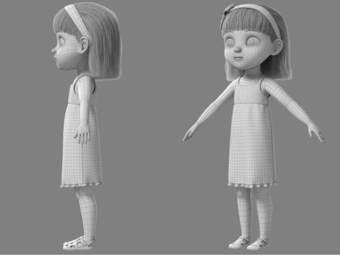 Cartoon Girl Rigged 3D Model