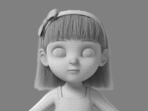Cartoon Girl Rigged 3D Model