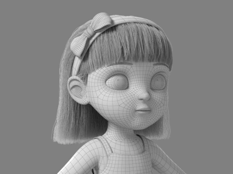 Cartoon Girl Rigged 3D Model