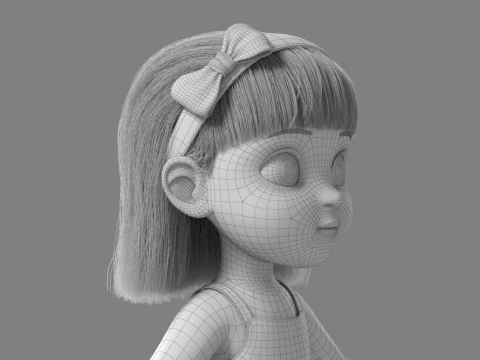 Cartoon Girl Rigged 3D Model