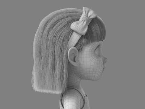 Cartoon Girl Rigged 3D Model