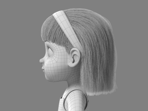 Cartoon Girl Rigged 3D Model