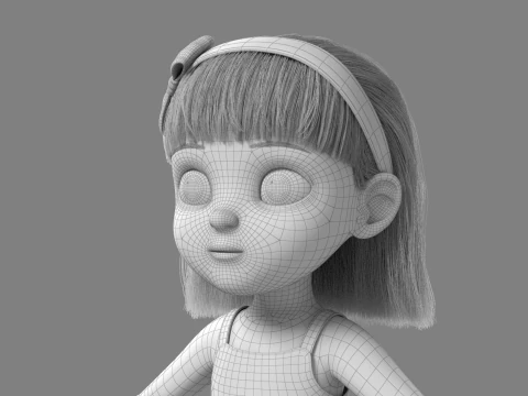 Cartoon Girl Rigged 3D Model