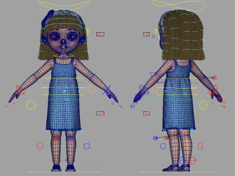 Cartoon Girl Rigged 3D Model