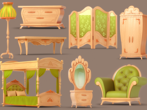 Cartoon Furniture Collection 3D 모델