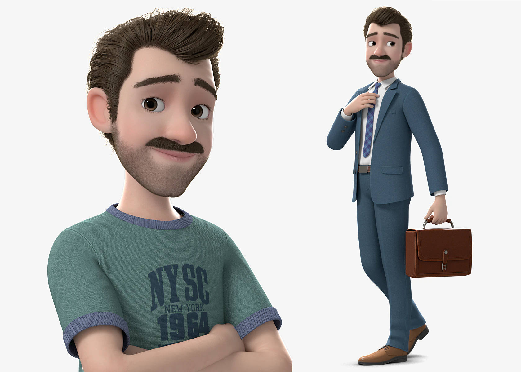 Cartoon Man Rigged 3D Model .c4d .max .obj .3ds .fbx .stl .blend 