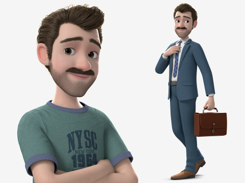 Cartoon Man Rigged 3D 模型