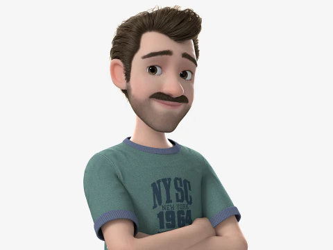 Cartoon Man Rigged 3D Model
