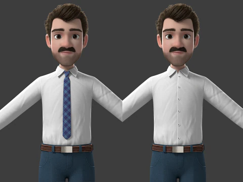 Cartoon Man Rigged 3D Model