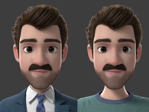 Cartoon Man Rigged 3D Model