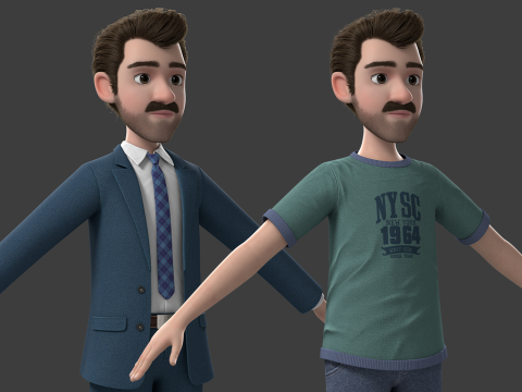 Cartoon Man Rigged Modello 3D