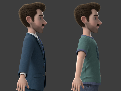 Cartoon Man Rigged Modello 3D