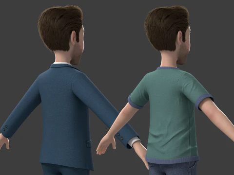 Cartoon Man Rigged 3D Model