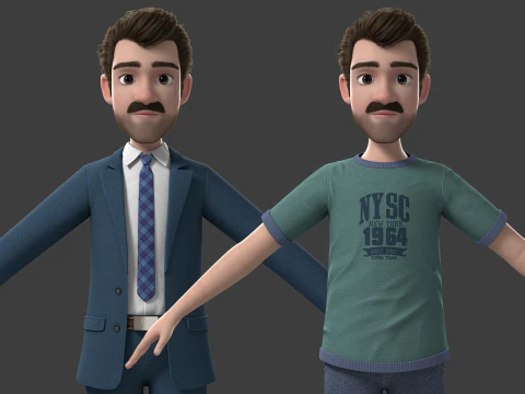Cartoon Man Rigged 3D Model