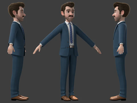 Cartoon Man Rigged 3D Model