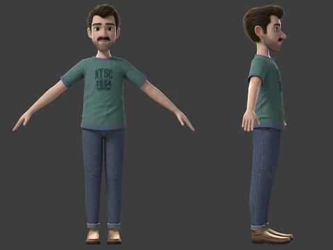 Cartoon Man Rigged 3D Model