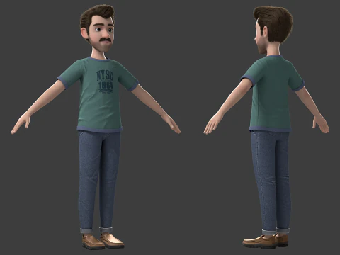 Cartoon Man Rigged 3D Model