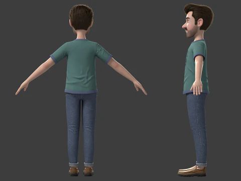 Cartoon Man Rigged 3D Model