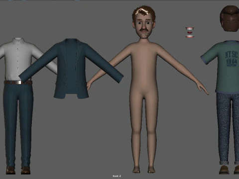 Cartoon Man Rigged 3D Model