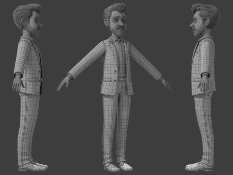 Cartoon Man Rigged 3D Model