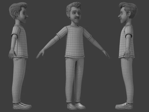 Cartoon Man Rigged 3D Model