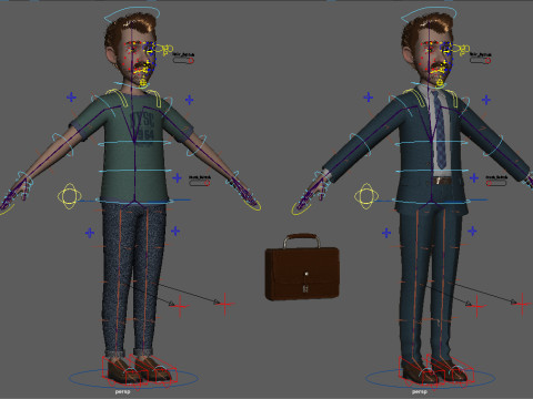 Cartoon Man Rigged Modello 3D