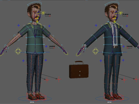 Cartoon Man Rigged 3D Model
