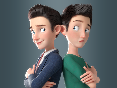 Cartoon Man Rigged 3D Модель