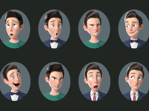 Cartoon Man Rigged 3D 모델