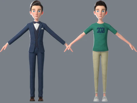 Cartoon Man Rigged 3D Model