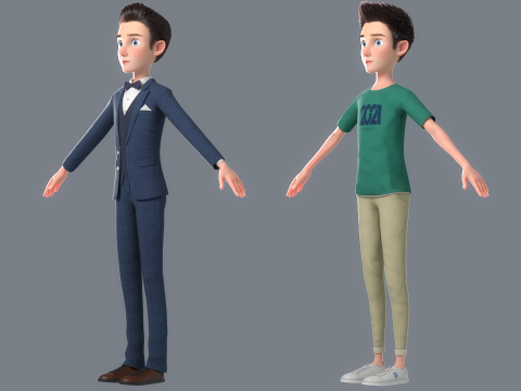 Cartoon Man Rigged 3D 모델