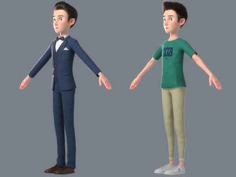 Cartoon Man Rigged 3D Model