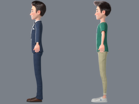 Cartoon Man Rigged 3D 모델