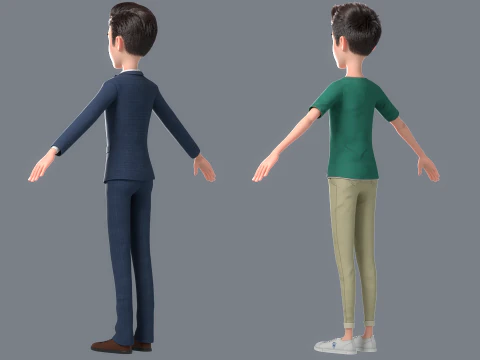 Cartoon Man Rigged 3D Model
