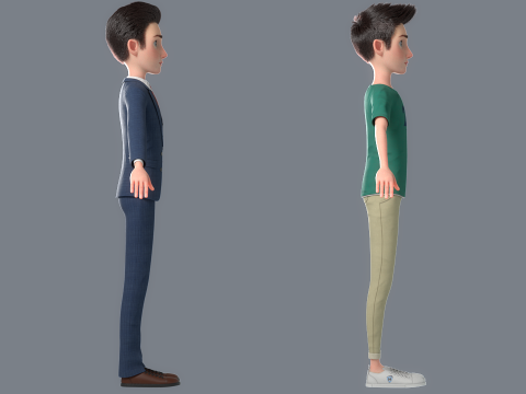 Cartoon Man Rigged 3D 모델