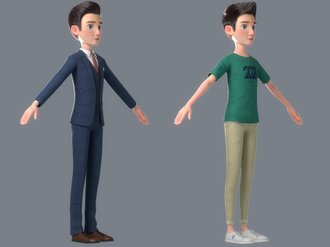 Cartoon Man Rigged 3D 모델