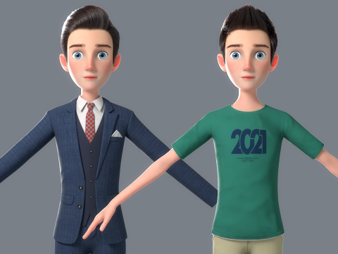 Cartoon Man Rigged 3D 모델