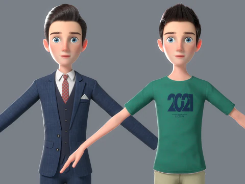 Cartoon Man Rigged 3D Model