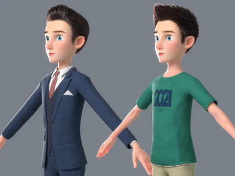 Cartoon Man Rigged 3D Model