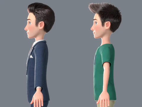 Cartoon Man Rigged 3D Model