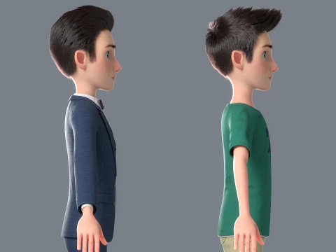 Cartoon Man Rigged 3D Model